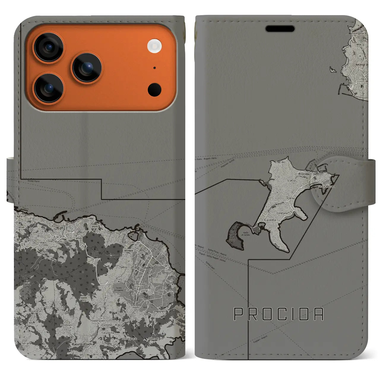 【プローチダ（イタリア）】地図柄iPhoneケース（手帳タイプ）