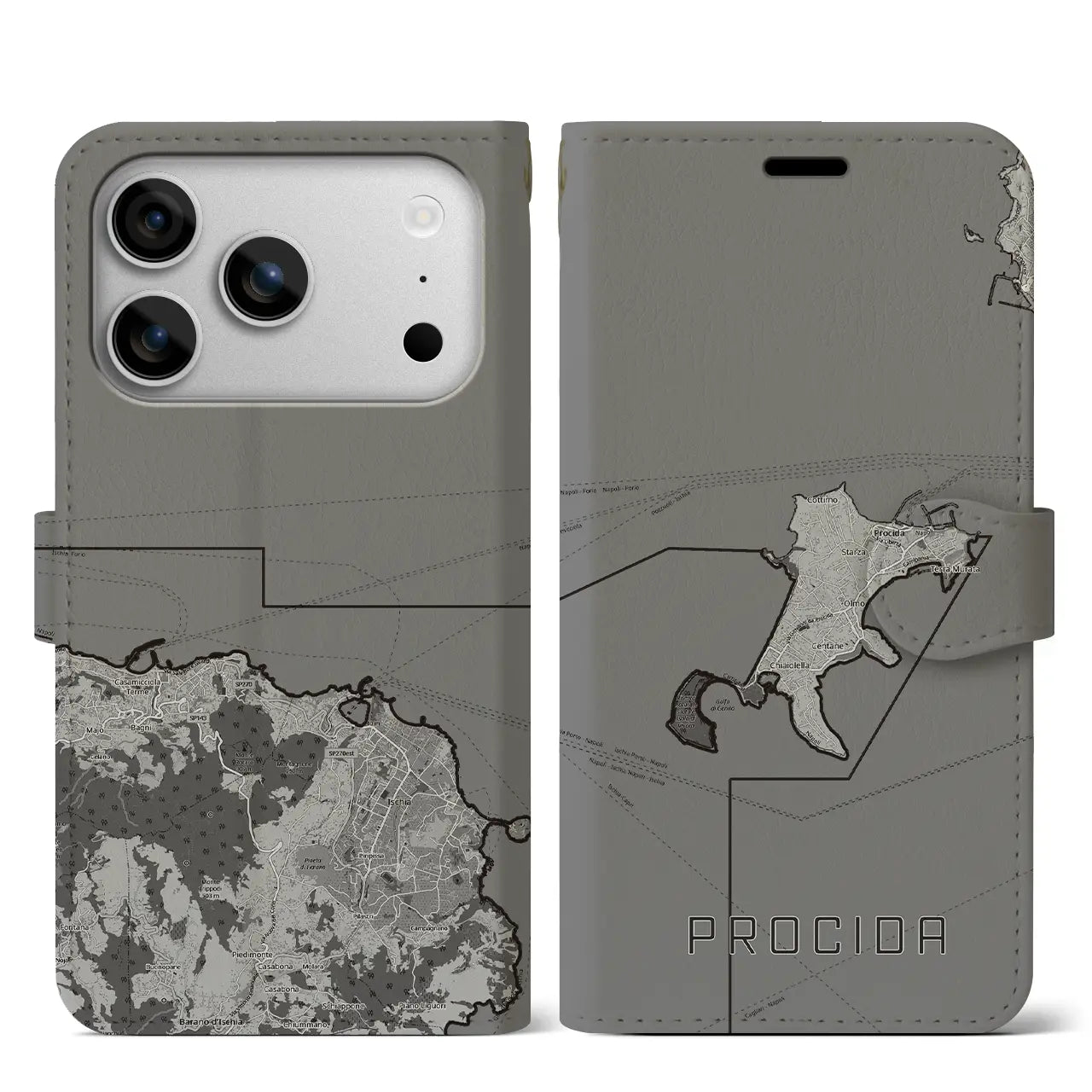 【プローチダ（イタリア）】地図柄iPhoneケース（手帳タイプ）