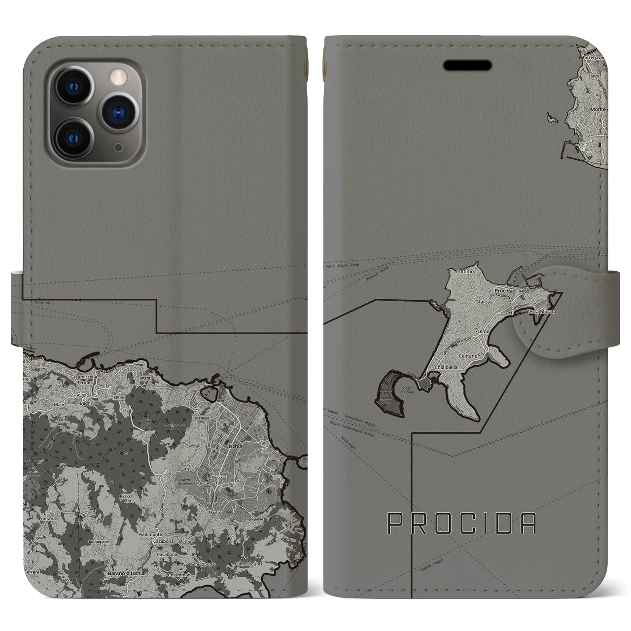 【プローチダ（イタリア）】地図柄iPhoneケース（手帳タイプ）