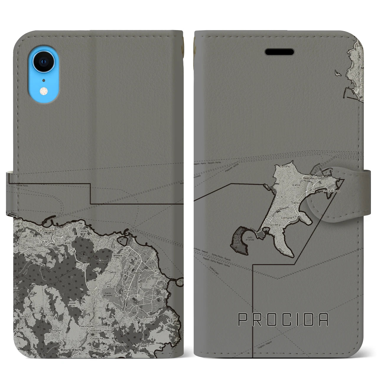 【プローチダ（イタリア）】地図柄iPhoneケース（手帳タイプ）