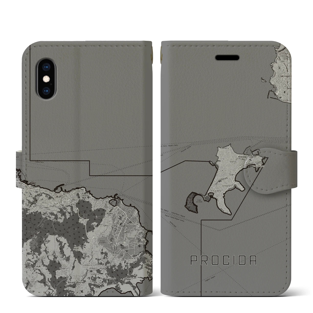 【プローチダ（イタリア）】地図柄iPhoneケース（手帳タイプ）