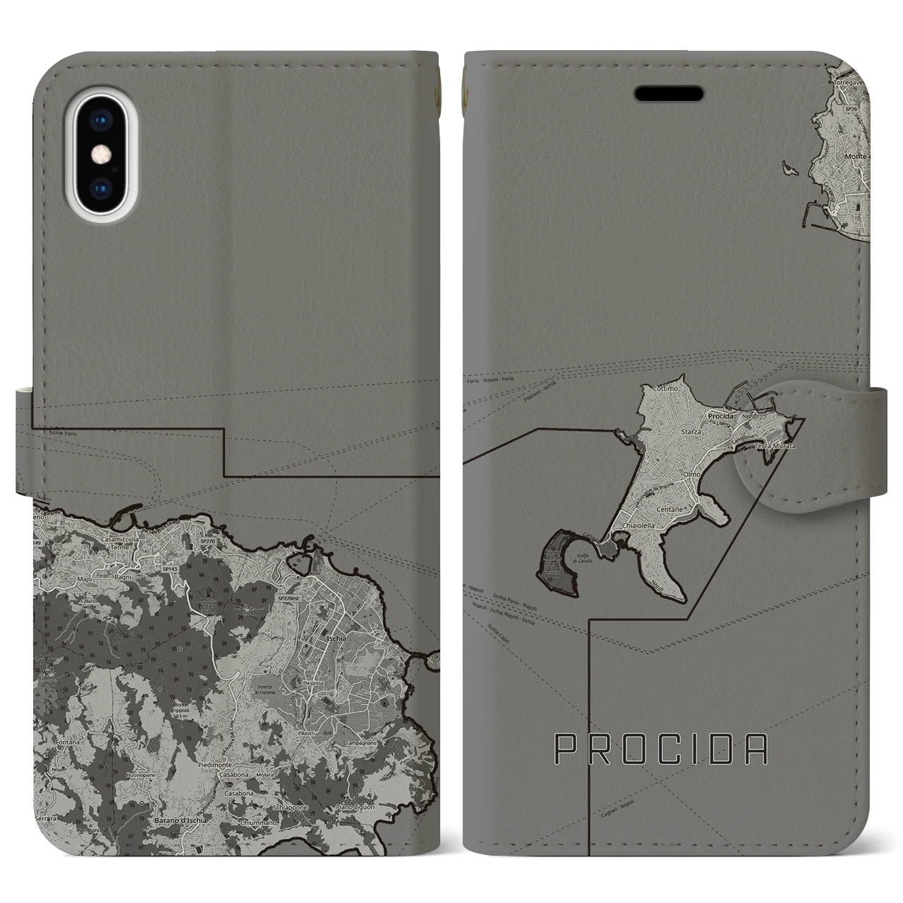 【プローチダ（イタリア）】地図柄iPhoneケース（手帳タイプ）