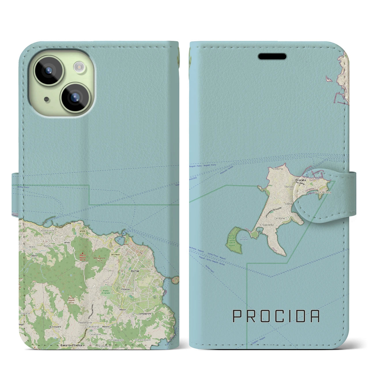 【プローチダ（イタリア）】地図柄iPhoneケース（手帳タイプ）