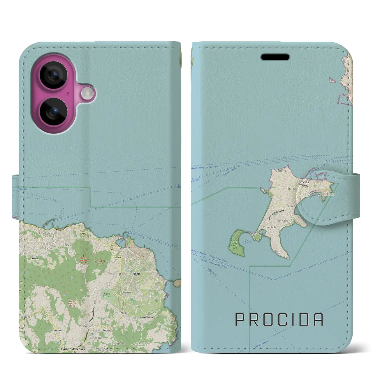 【プローチダ（イタリア）】地図柄iPhoneケース（手帳タイプ）