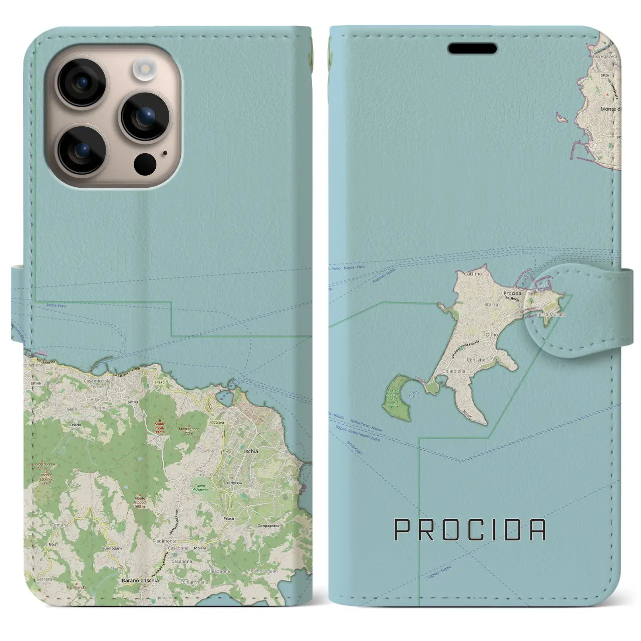 【プローチダ（イタリア）】地図柄iPhoneケース（手帳タイプ）