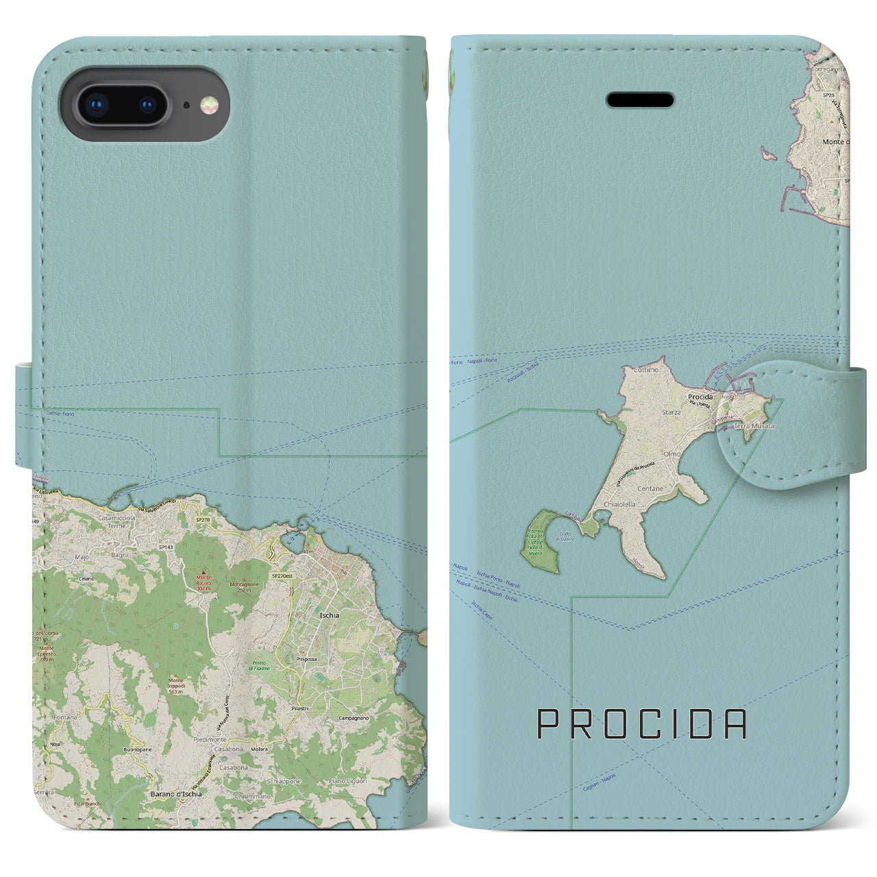 【プローチダ（イタリア）】地図柄iPhoneケース（手帳タイプ）