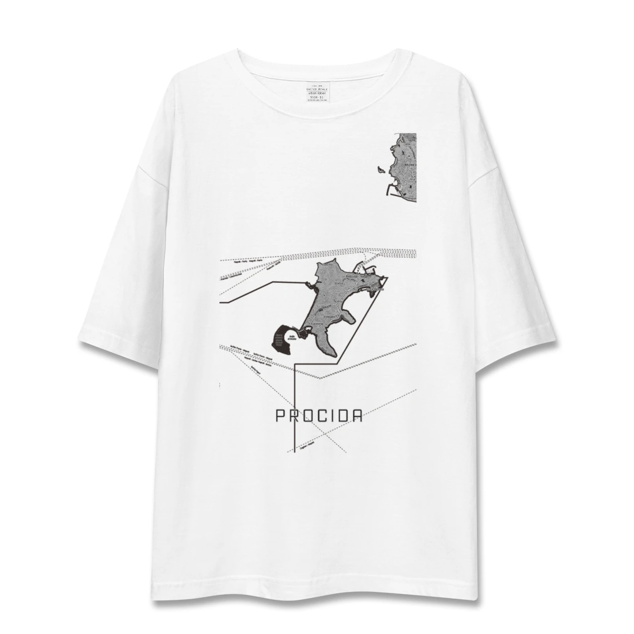 【プローチダ（イタリア）】地図柄ビッグシルエットTシャツ