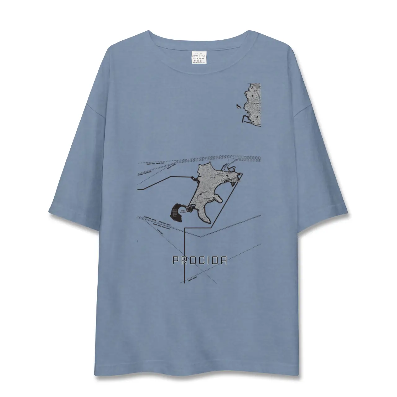 【プローチダ（イタリア）】地図柄ビッグシルエットTシャツ