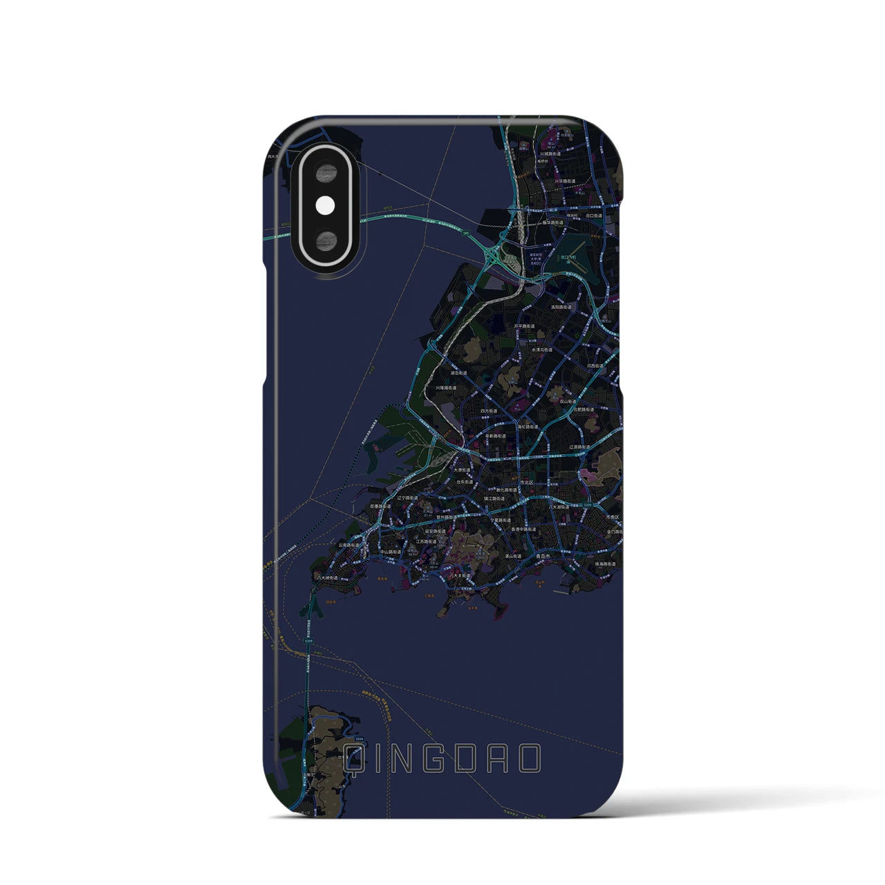 【青島（中華人民共和国）】地図柄iPhoneケース（バックカバータイプ）