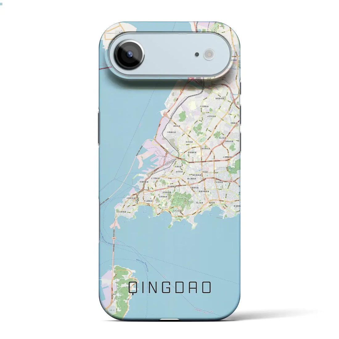 【青島(中華人民共和国)】地図柄iPhoneケース(バックカバータイプ)ブラック・iPhone 17 Pro Max 用