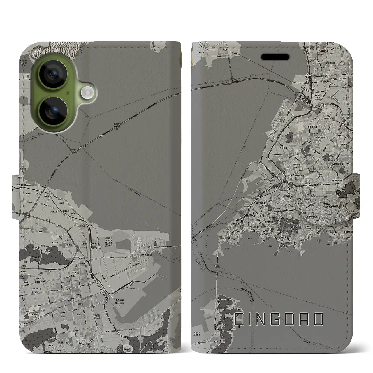 【青島（中華人民共和国）】地図柄iPhoneケース（手帳タイプ）