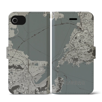 【青島（中華人民共和国）】地図柄iPhoneケース（手帳タイプ）モノトーン・iPhone SE（第3 / 第2世代） / 8 / 7 / 6s / 6 用