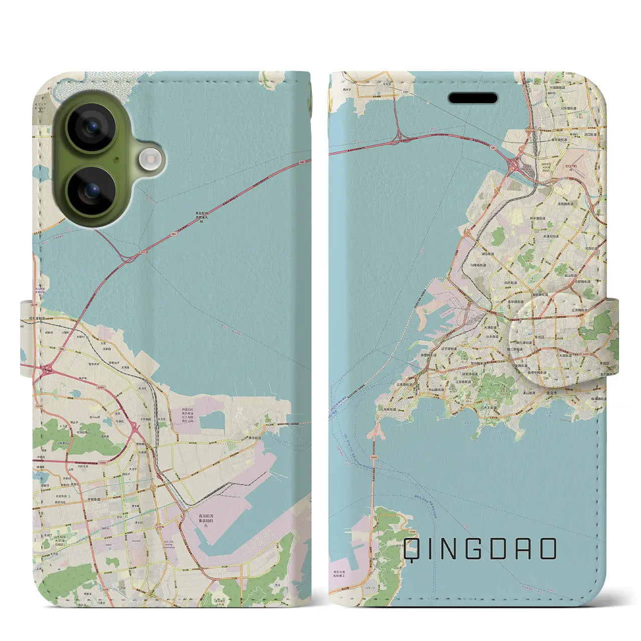 【青島（中華人民共和国）】地図柄iPhoneケース（手帳タイプ）