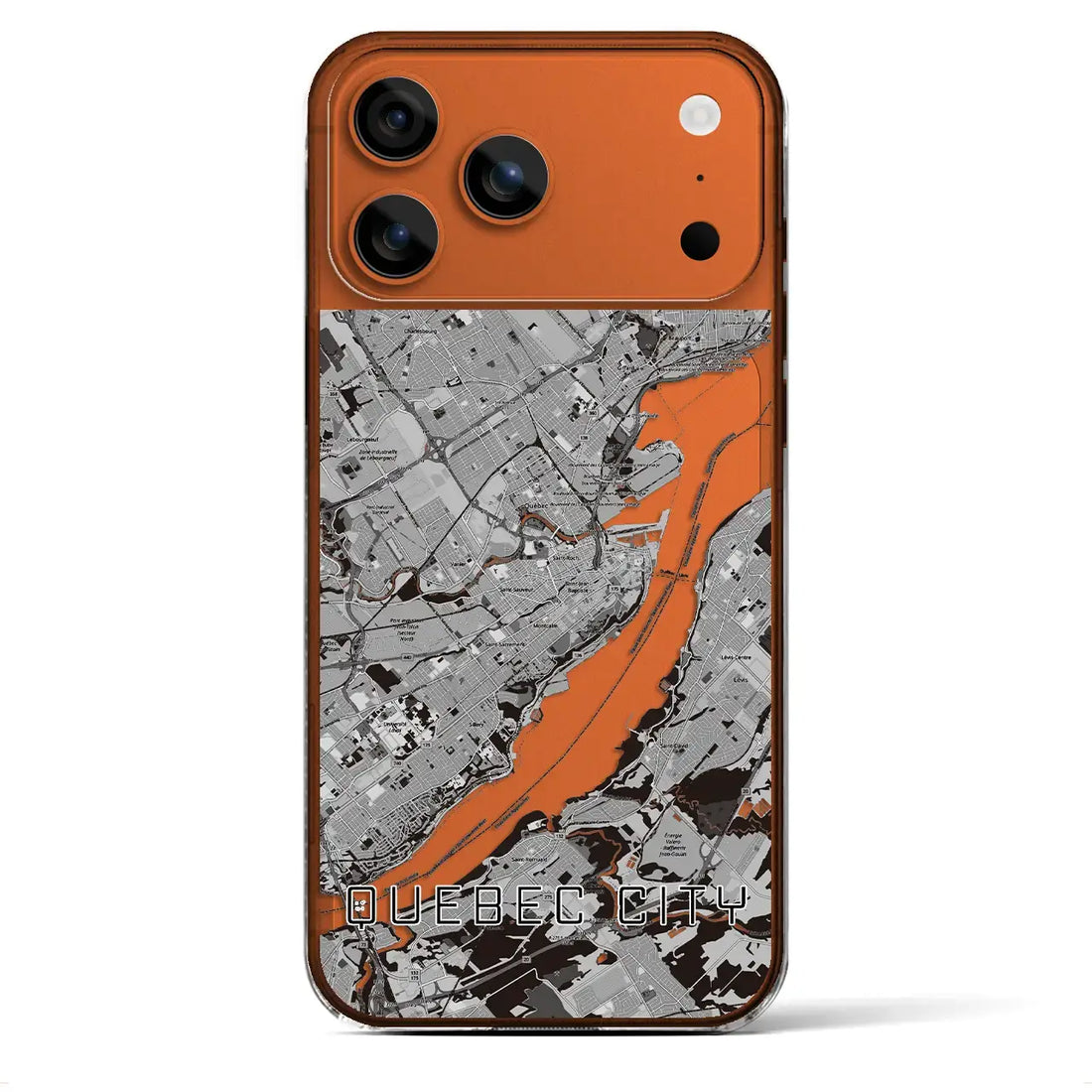 【ケベック・シティー(カナダ)】地図柄iPhoneケース(クリアタイプ)モノトーン・iPhone 17 Pro Max 用