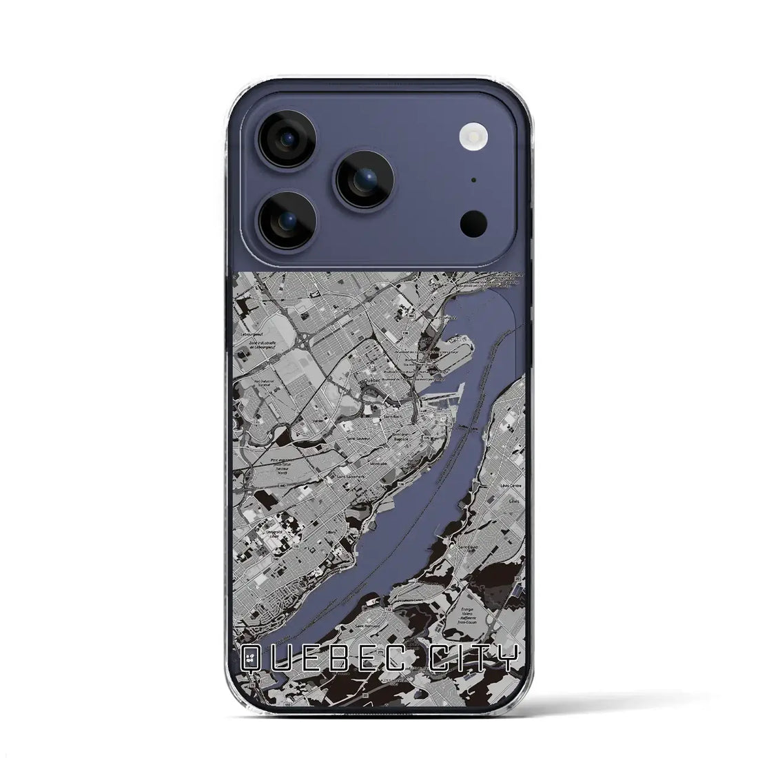 【ケベック・シティー（カナダ）】地図柄iPhoneケース（クリアタイプ）モノトーン・iPhone 17 Pro Max 用