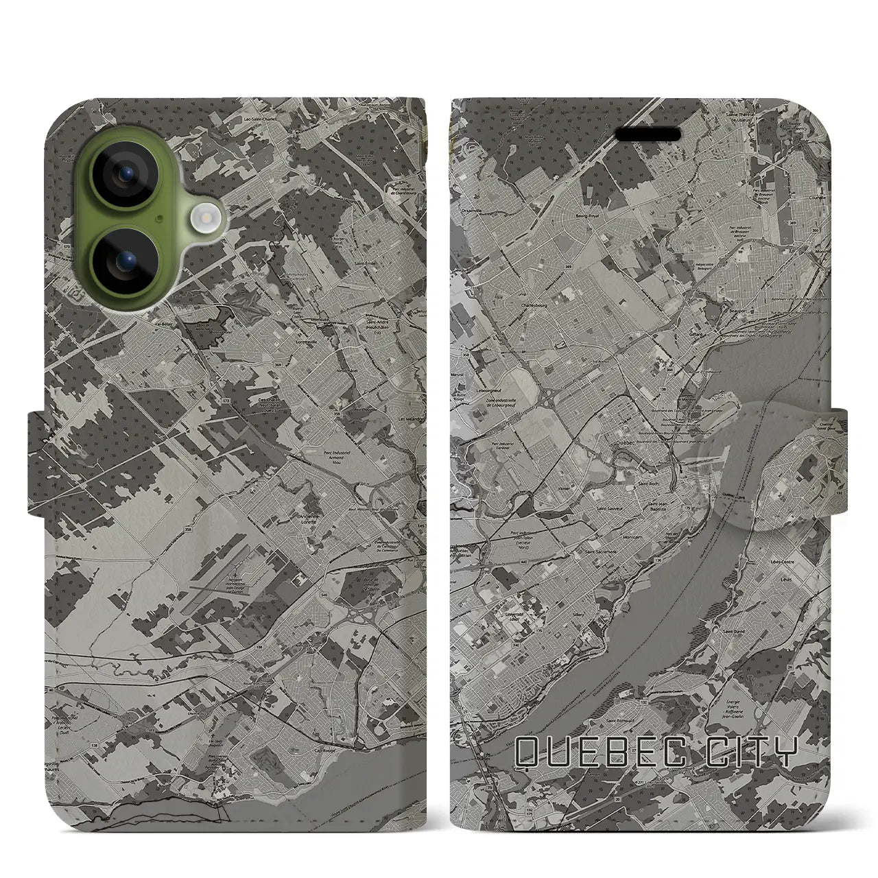 【ケベック・シティー（カナダ）】地図柄iPhoneケース（手帳タイプ）