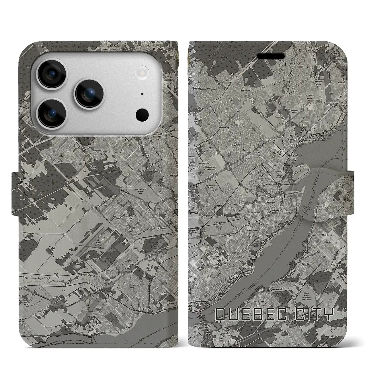 【ケベック・シティー（カナダ）】地図柄iPhoneケース（手帳タイプ）