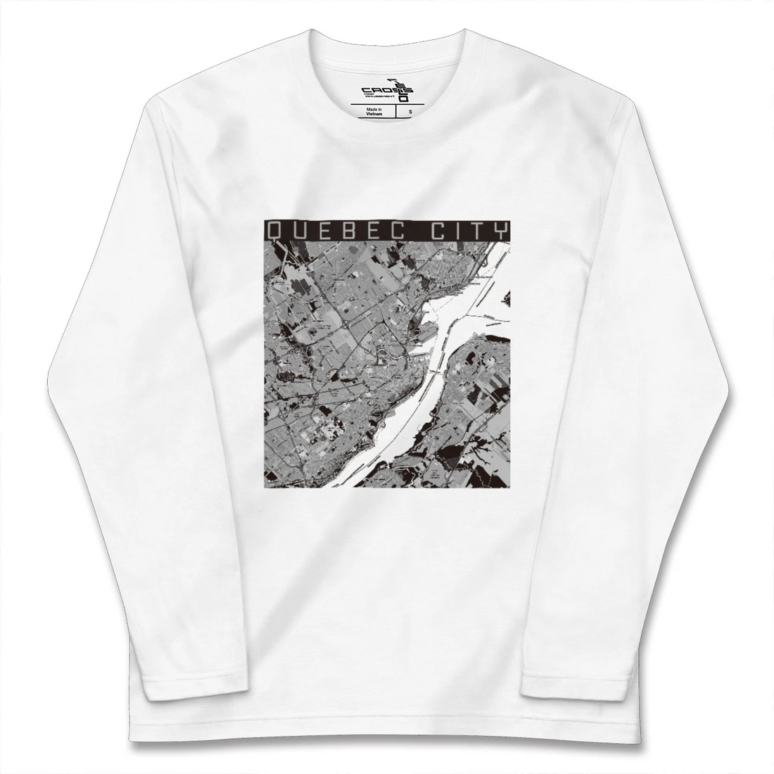 【ケベック・シティー(カナダ)】地図柄ロングスリーブTシャツ