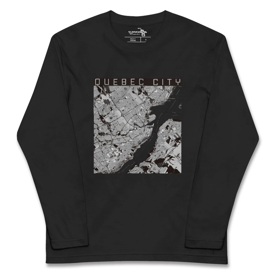 【ケベック・シティー(カナダ)】地図柄ロングスリーブTシャツ