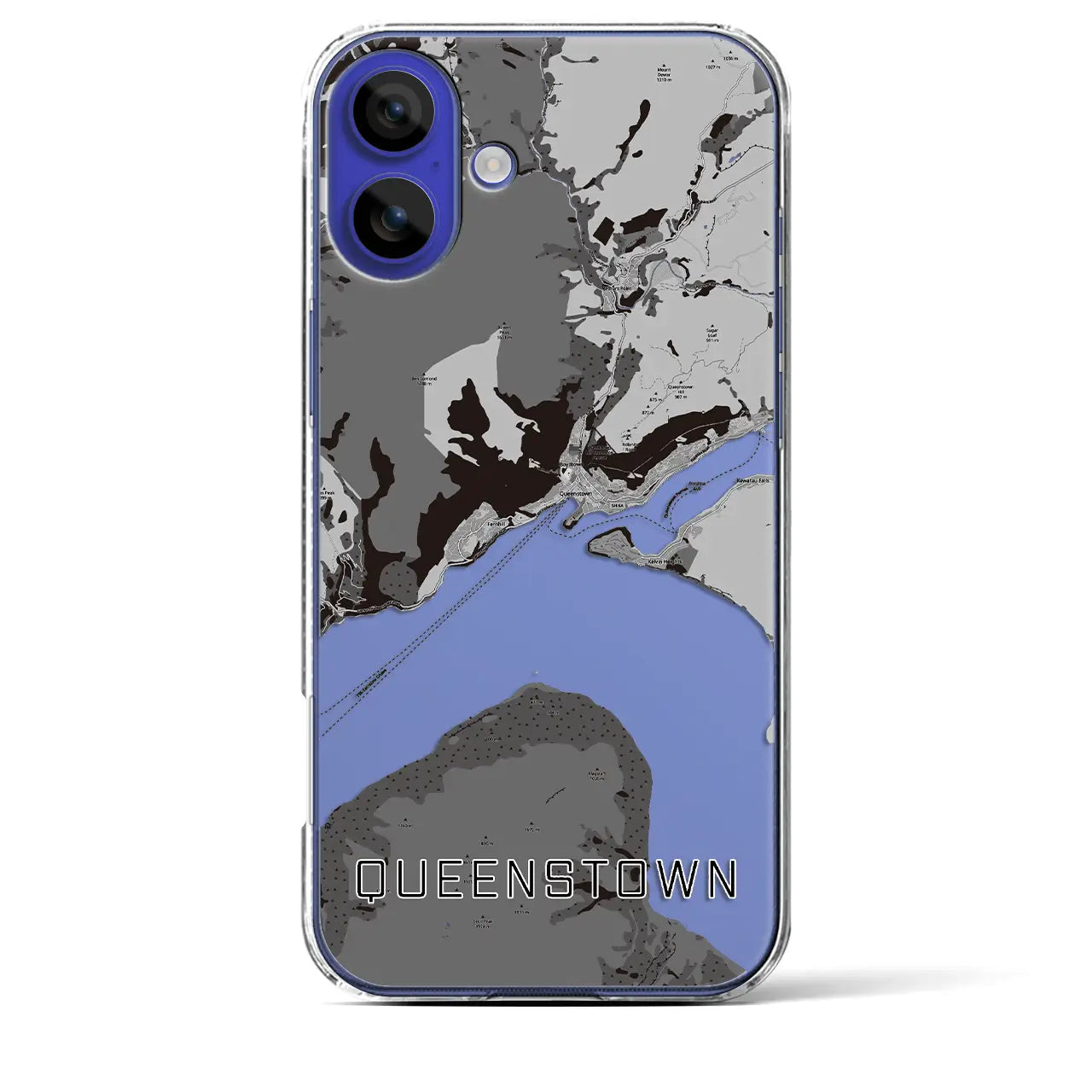 【クイーンズタウン（ニュージーランド）】地図柄iPhoneケース（クリアタイプ）