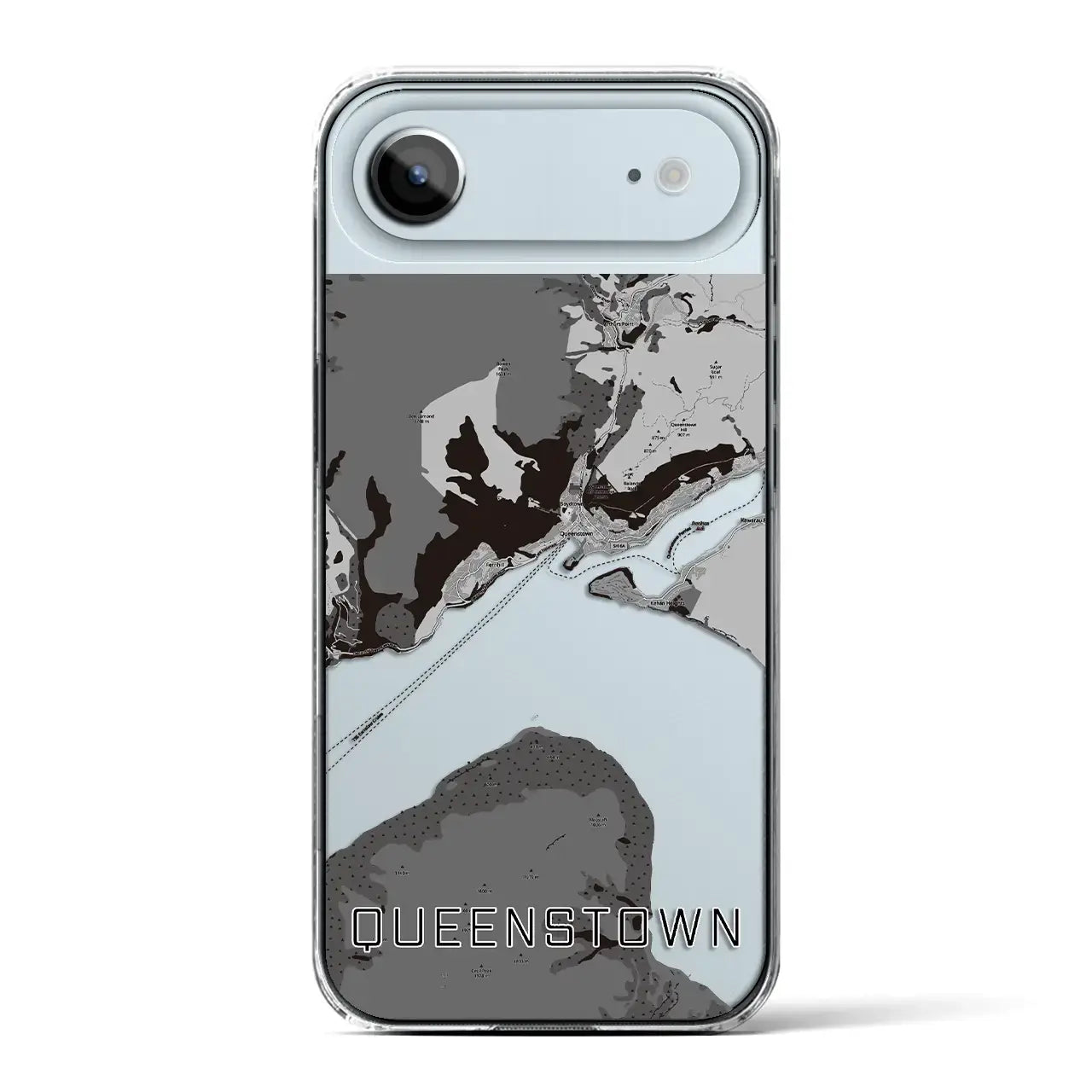 【クイーンズタウン（ニュージーランド）】地図柄iPhoneケース（クリアタイプ）