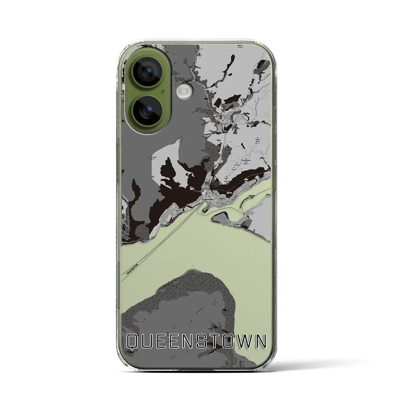 【クイーンズタウン（ニュージーランド）】地図柄iPhoneケース（クリアタイプ）