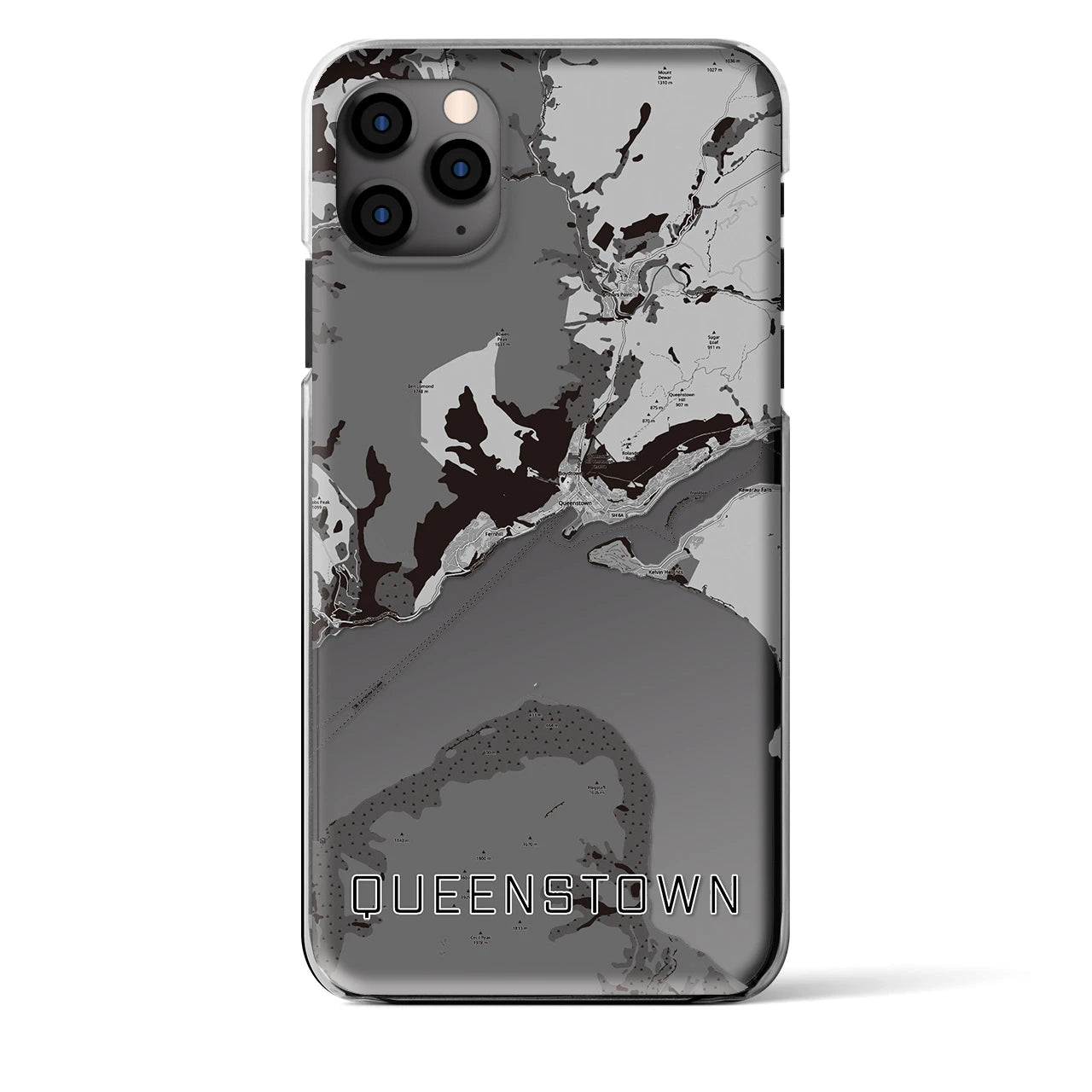 【クイーンズタウン（ニュージーランド）】地図柄iPhoneケース（クリアタイプ）