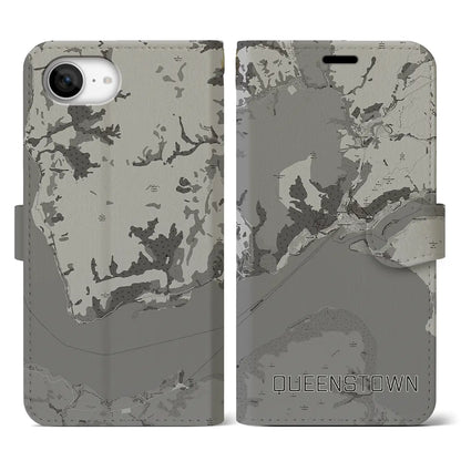 【クイーンズタウン（ニュージーランド）】地図柄iPhoneケース（手帳タイプ）