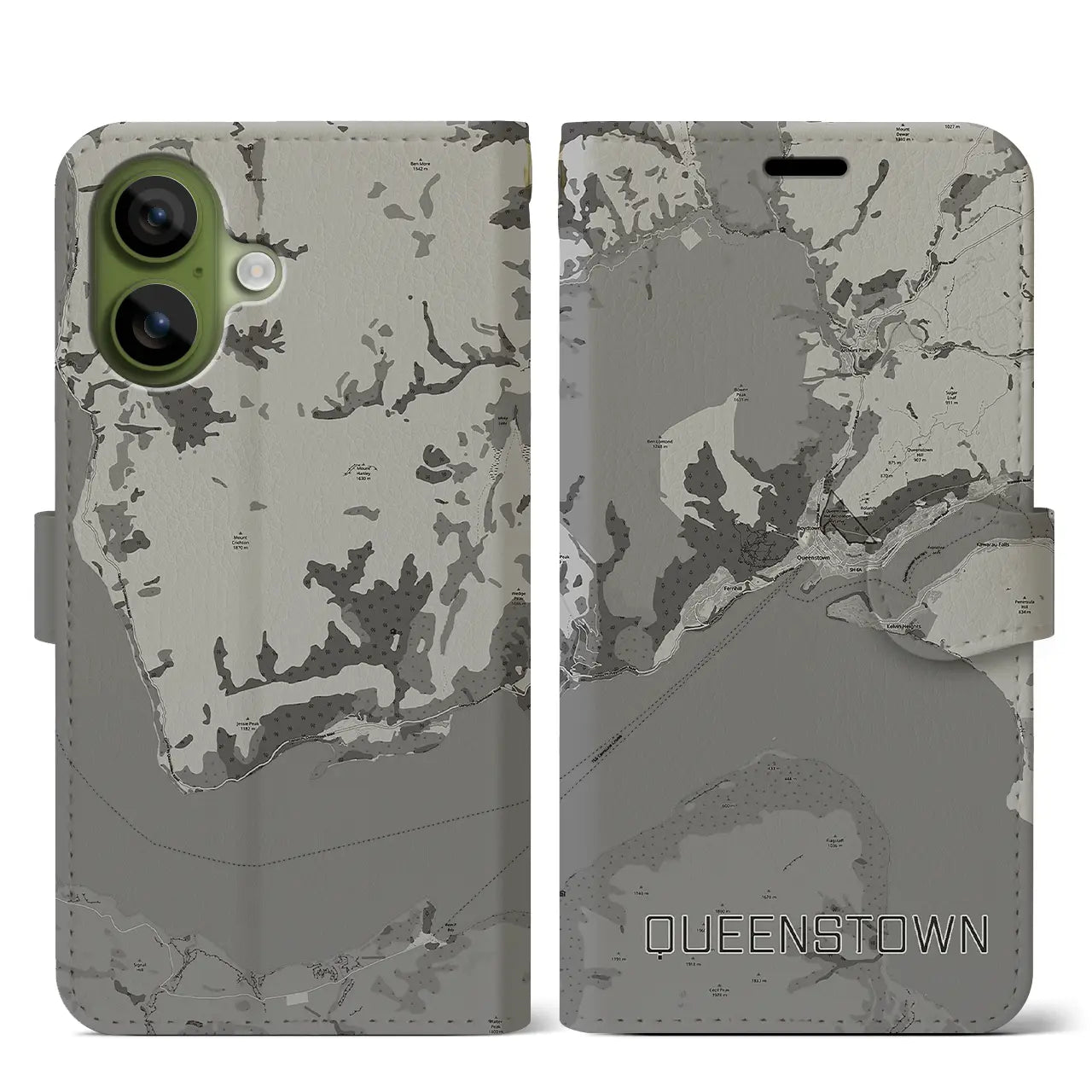 【クイーンズタウン（ニュージーランド）】地図柄iPhoneケース（手帳タイプ）