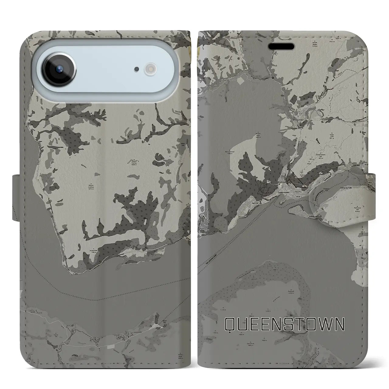 【クイーンズタウン（ニュージーランド）】地図柄iPhoneケース（手帳タイプ）