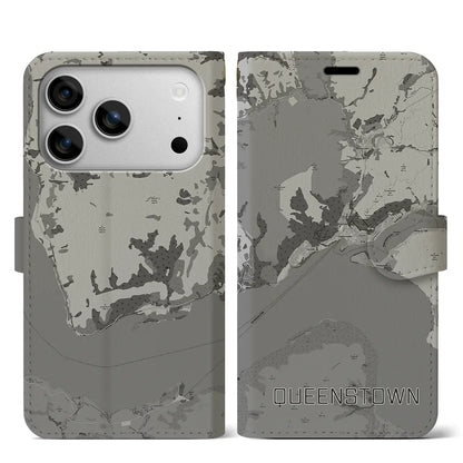 【クイーンズタウン（ニュージーランド）】地図柄iPhoneケース（手帳タイプ）