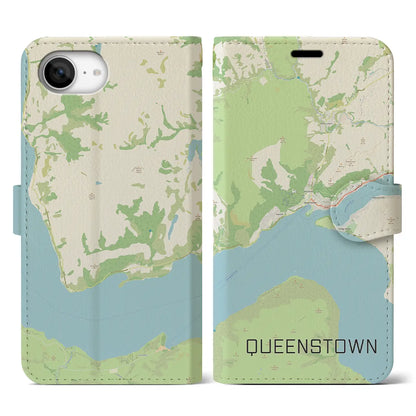 【クイーンズタウン（ニュージーランド）】地図柄iPhoneケース（手帳タイプ）