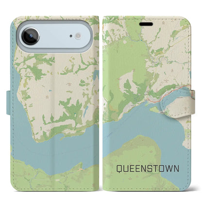 【クイーンズタウン（ニュージーランド）】地図柄iPhoneケース（手帳タイプ）