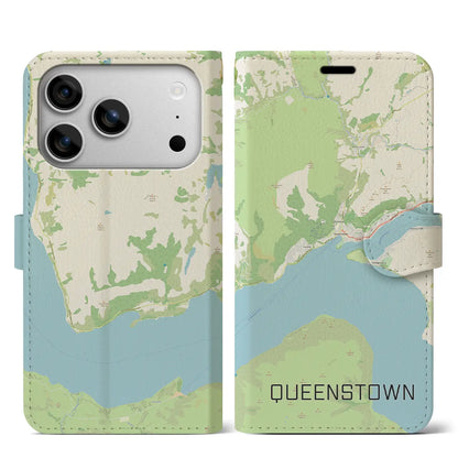 【クイーンズタウン（ニュージーランド）】地図柄iPhoneケース（手帳タイプ）