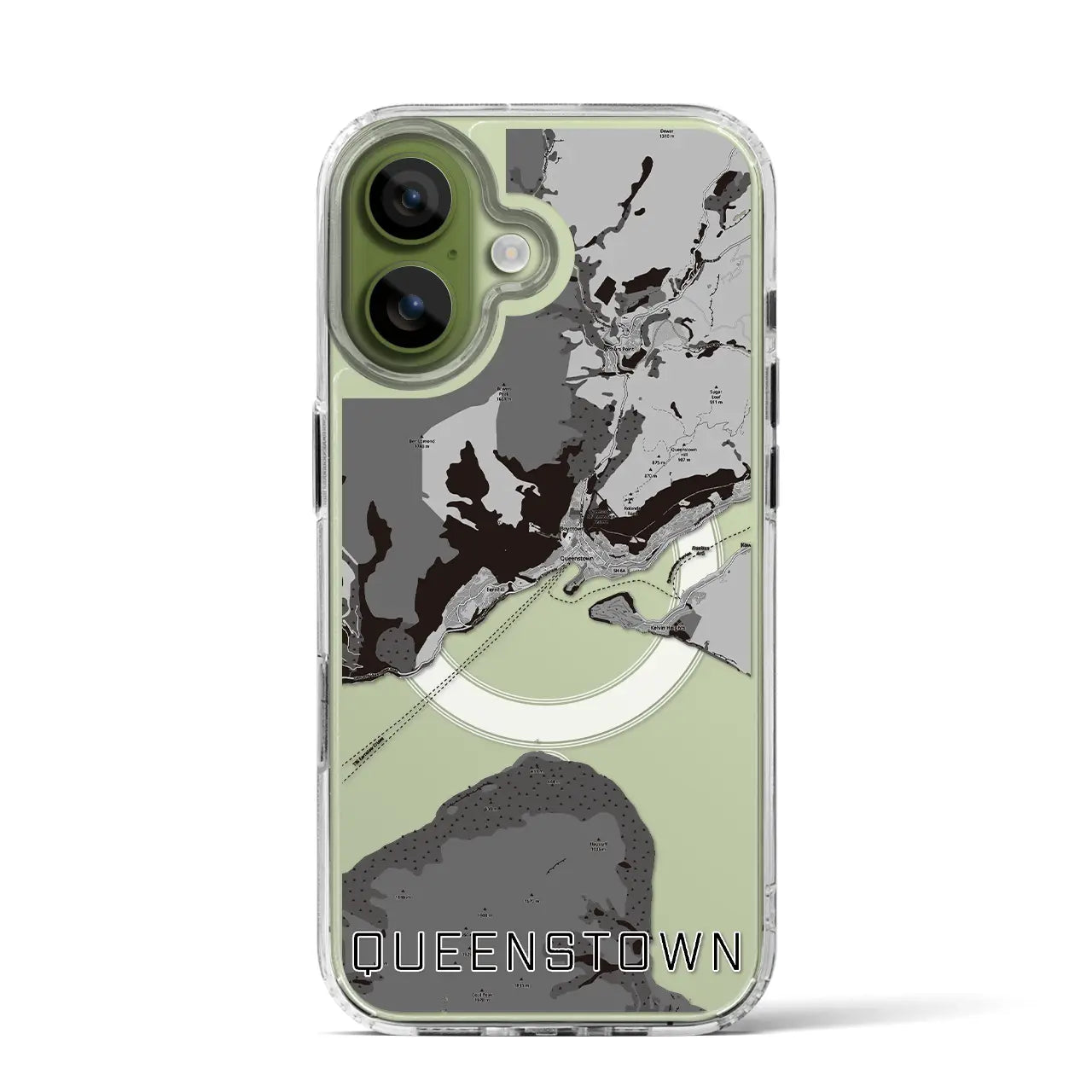 【クイーンズタウン（ニュージーランド）】地図柄iPhoneケース（MagSafeタイプ）