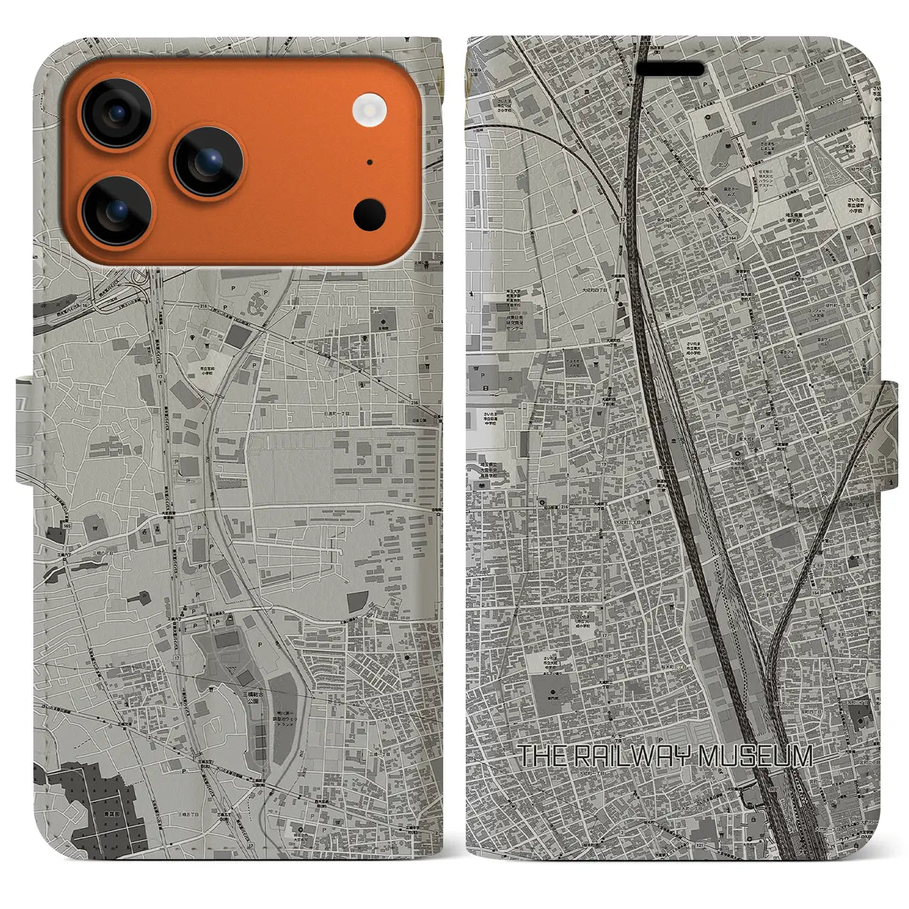 【鉄道博物館（埼玉県）】地図柄iPhoneケース（手帳タイプ）