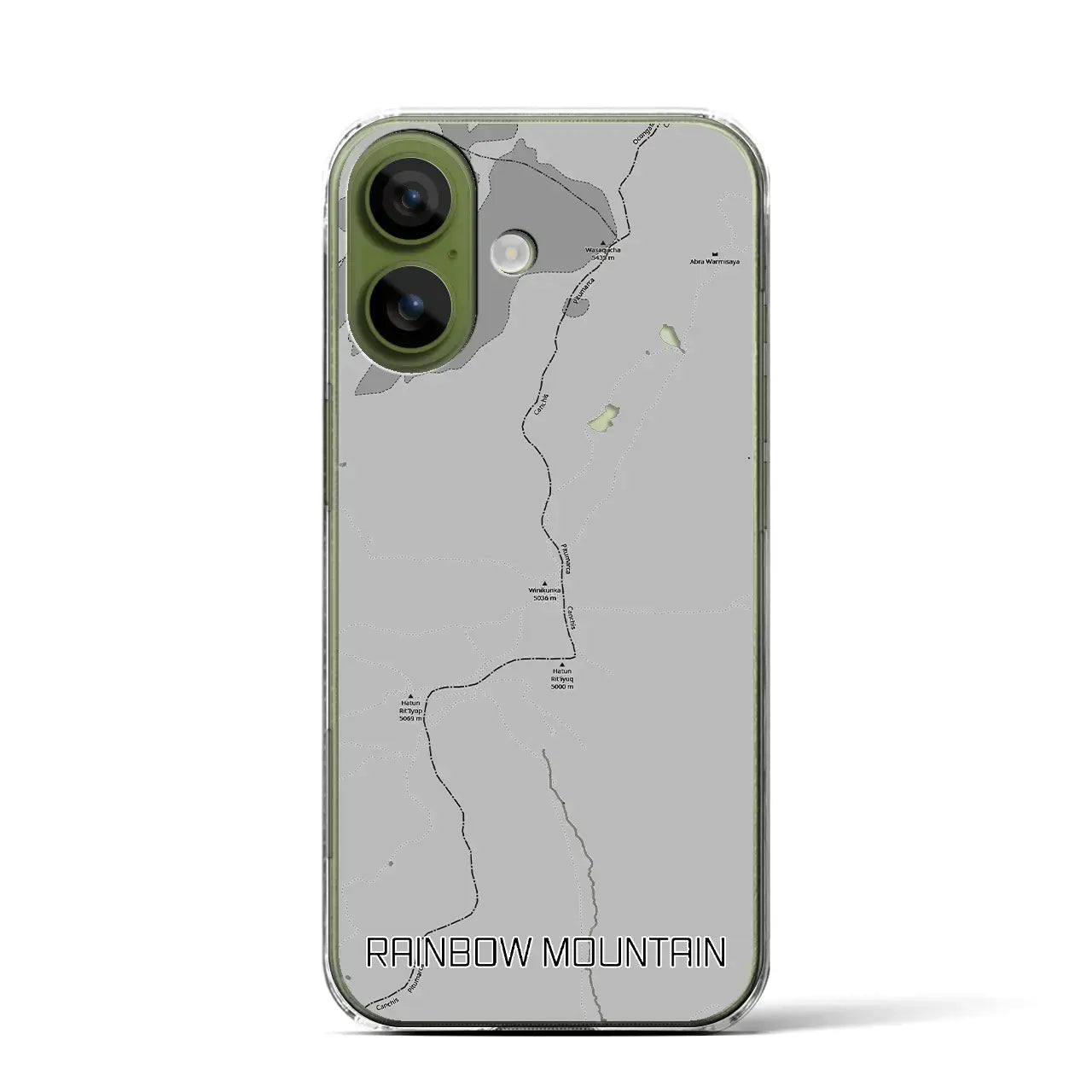 【レインボーマウンテン（ペルー）】地図柄iPhoneケース（クリアタイプ）