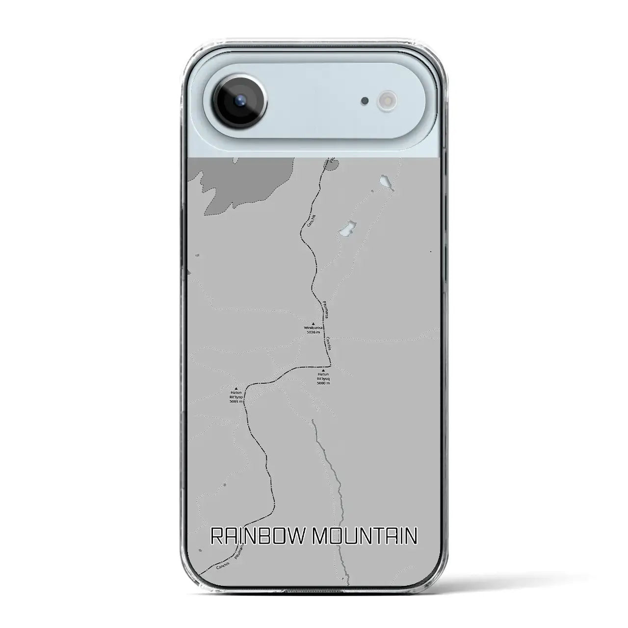 【レインボーマウンテン（ペルー）】地図柄iPhoneケース（クリアタイプ）