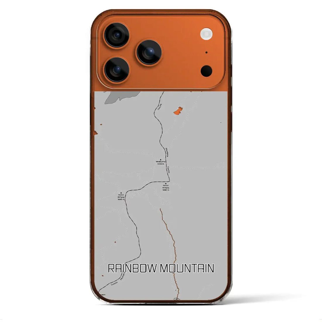 【レインボーマウンテン（ペルー）】地図柄iPhoneケース（クリアタイプ）