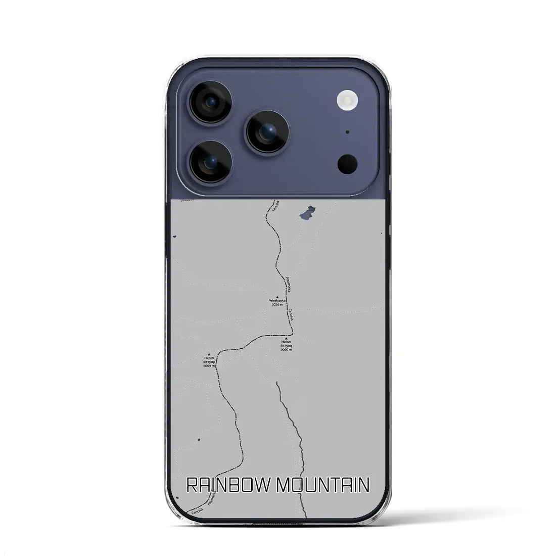 【レインボーマウンテン（ペルー）】地図柄iPhoneケース（クリアタイプ）モノトーン・iPhone 17 Pro Max 用