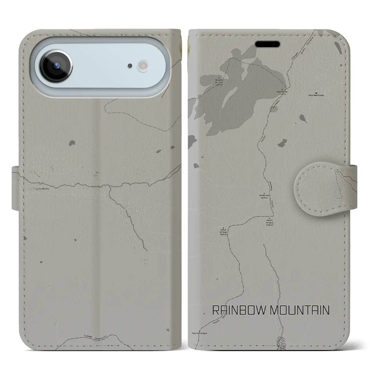 【レインボーマウンテン（ペルー）】地図柄iPhoneケース（手帳タイプ）