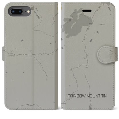 【レインボーマウンテン（ペルー）】地図柄iPhoneケース（手帳タイプ）モノトーン・iPhone 8Plus /7Plus / 6sPlus / 6Plus 用