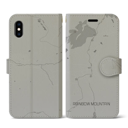 【レインボーマウンテン（ペルー）】地図柄iPhoneケース（手帳タイプ）モノトーン・iPhone XS / X 用