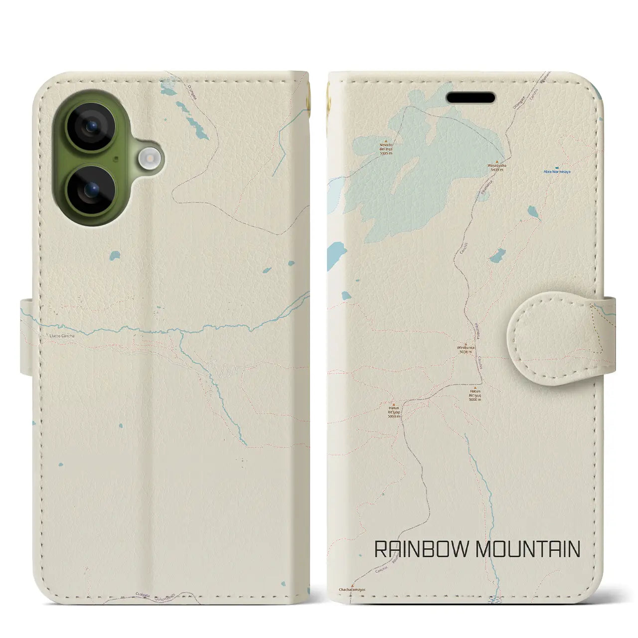 【レインボーマウンテン（ペルー）】地図柄iPhoneケース（手帳タイプ）