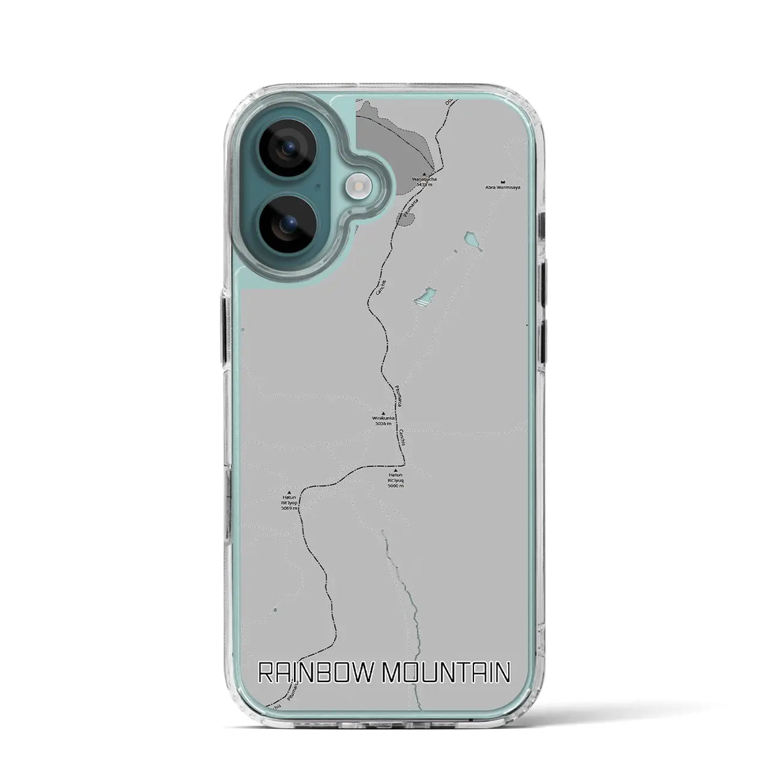 【レインボーマウンテン（ペルー）】地図柄iPhoneケース（MagSafeタイプ）モノトーン・iPhone 16 Pro 用