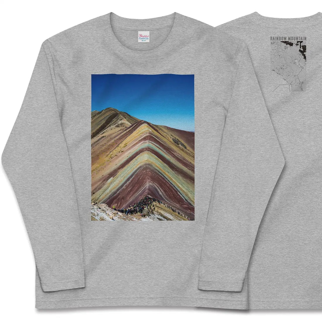 【レインボーマウンテン(ペルー)】Map World ロングスリーブTシャツ