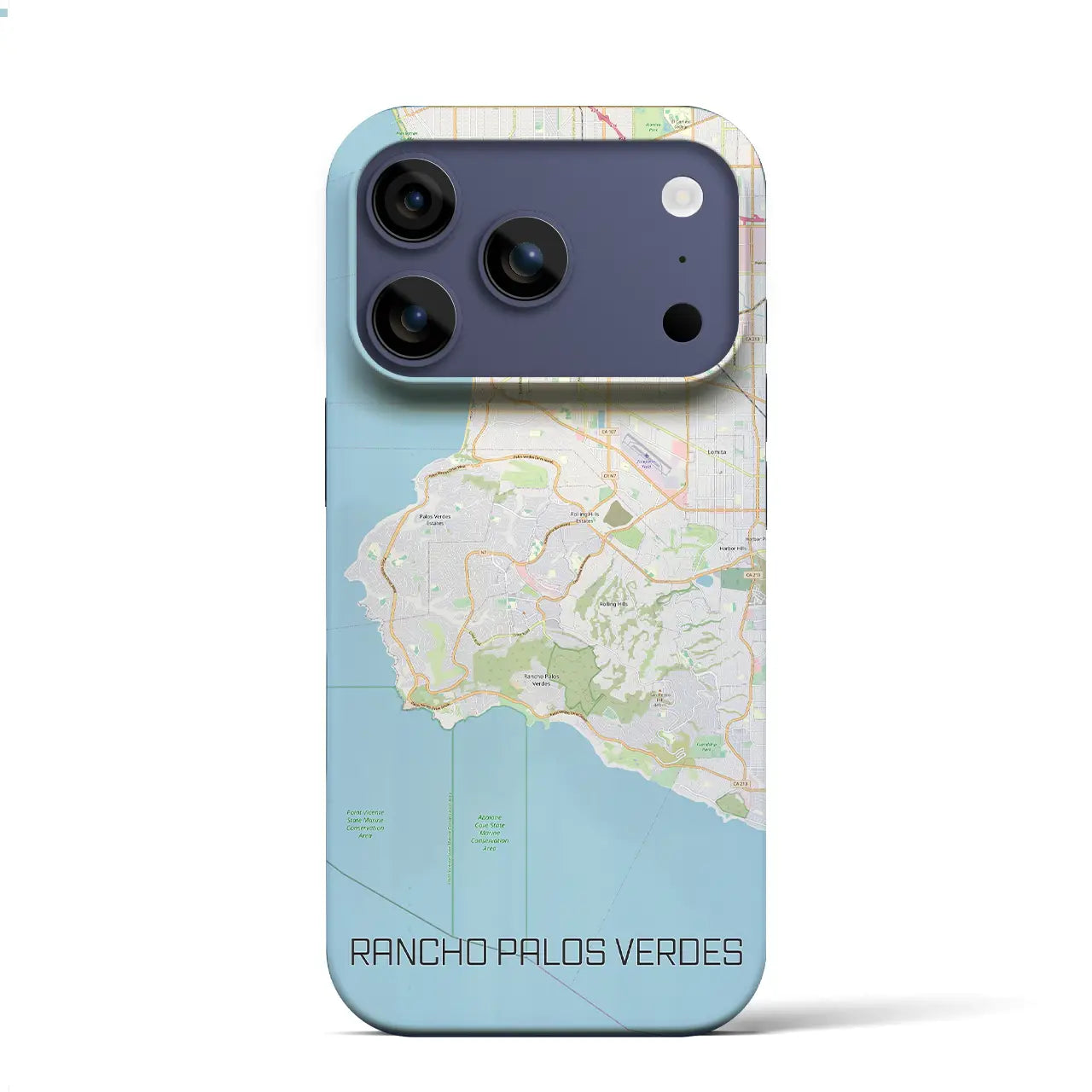 【ランチョ・パロス・ベルデス（アメリカ）】地図柄iPhoneケース（バックカバータイプ）
