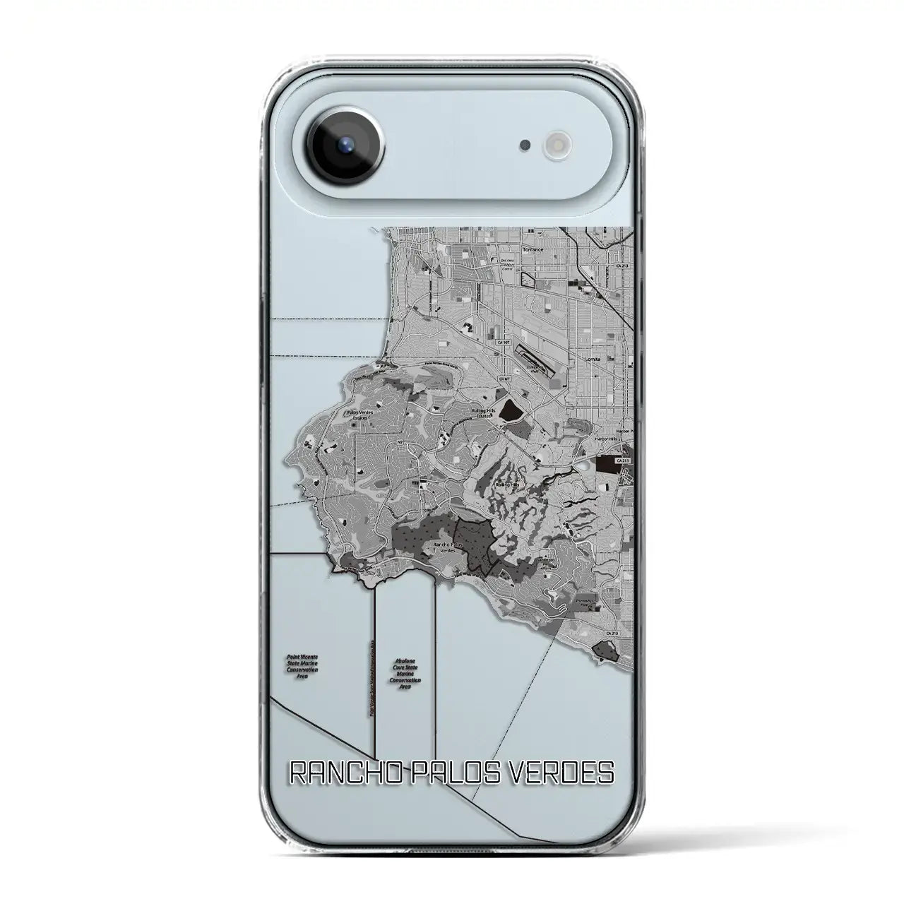 【ランチョ・パロス・ベルデス（アメリカ）】地図柄iPhoneケース（クリアタイプ）