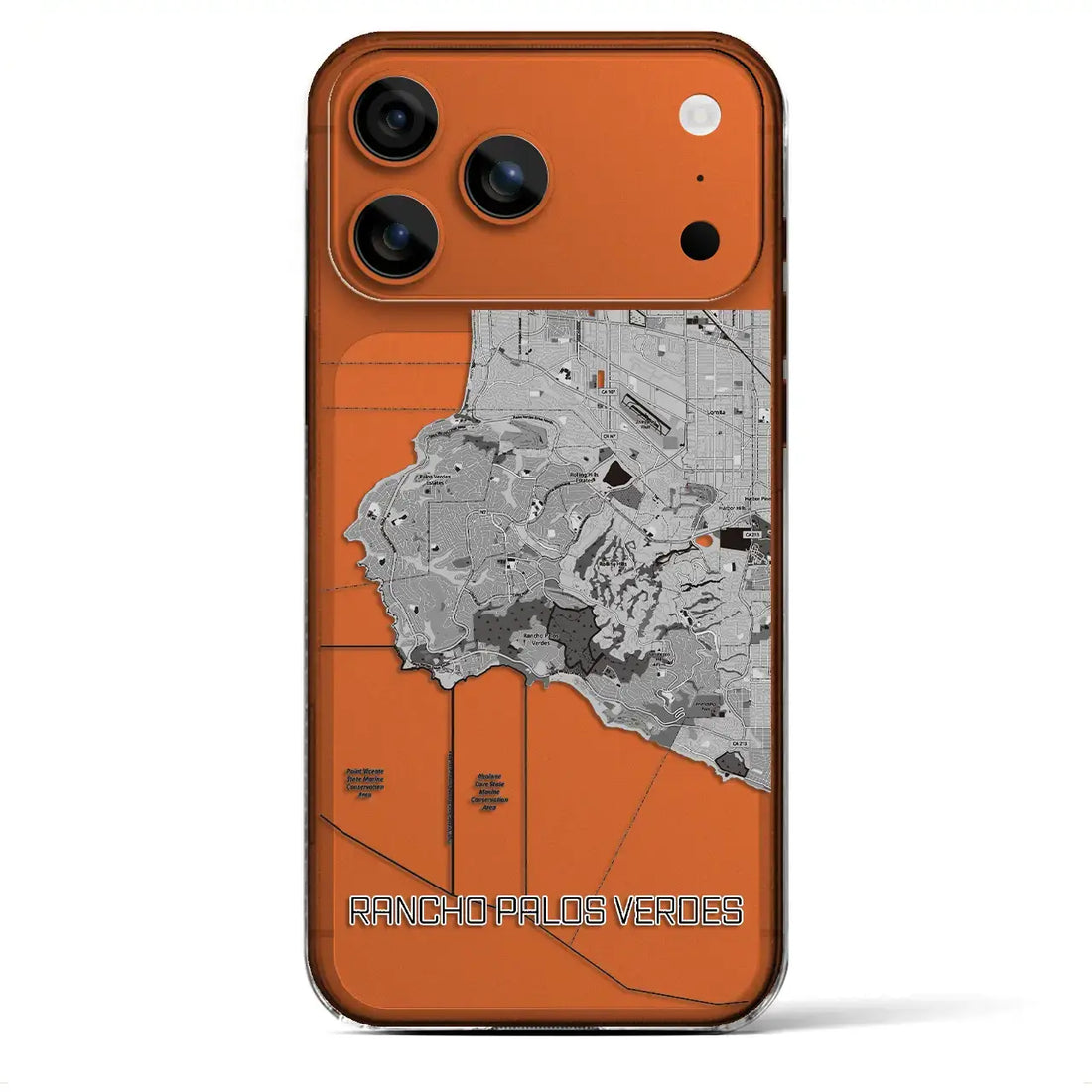 【ランチョ・パロス・ベルデス（アメリカ）】地図柄iPhoneケース（クリアタイプ）