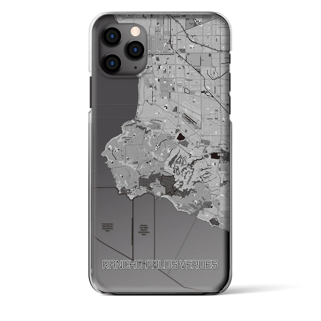 【ランチョ・パロス・ベルデス（アメリカ）】地図柄iPhoneケース（クリアタイプ）